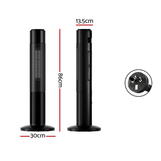 Devanti Ceramic Tower Heater 3D Flame 2000W CTH-B-FH2000-BK