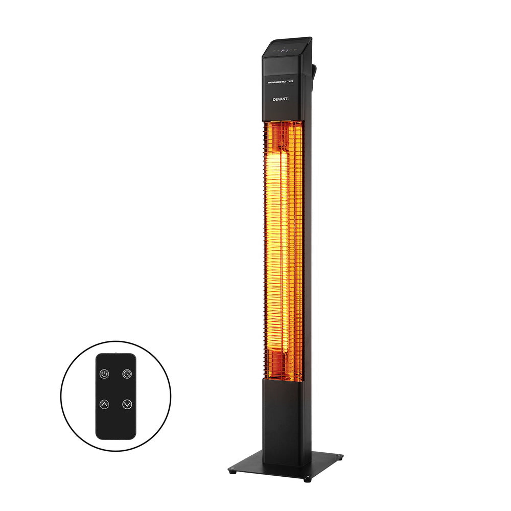 Devanti Radiant Tower Heater Electric Portable Remote Control 2000W Heating CTH-B-OTH2000-BK