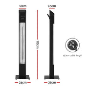 Devanti Radiant Tower Heater Electric Portable Remote Control 2000W Heating CTH-B-OTH2000-BK