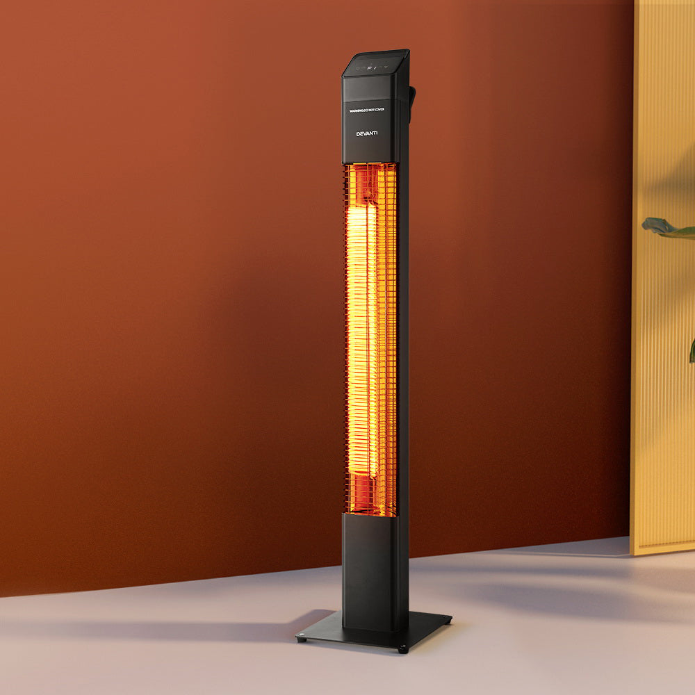 Devanti Radiant Tower Heater Electric Portable Remote Control 2000W Heating CTH-B-OTH2000-BK