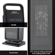 Devanti 2000W Ceramic Tower Heater Space Heaters Indoor Oscillating Black CTH-SQ-2000-BK