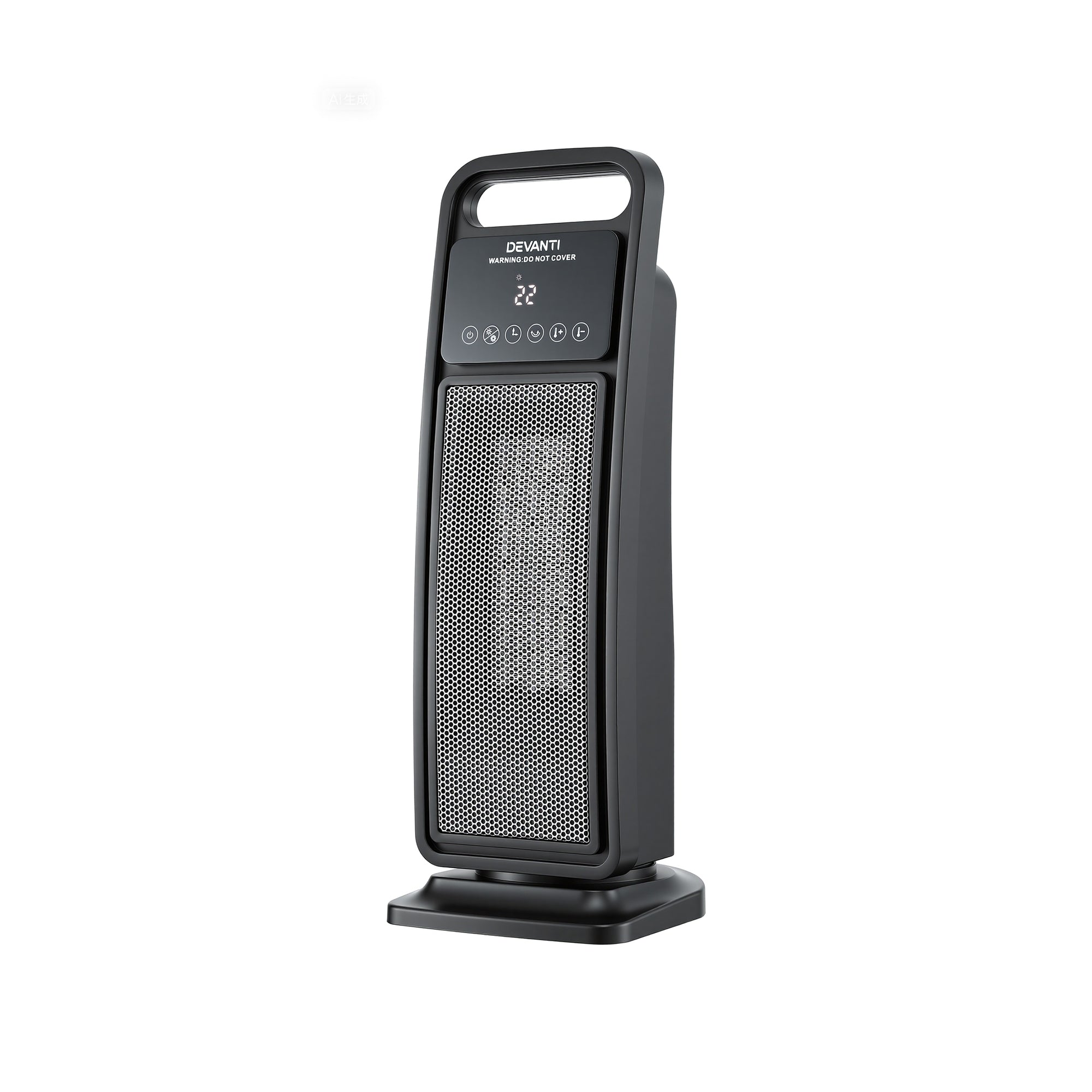 Devanti 2000W Ceramic Tower Heater Space Heaters Indoor Oscillating Black CTH-SQ-2000-BK
