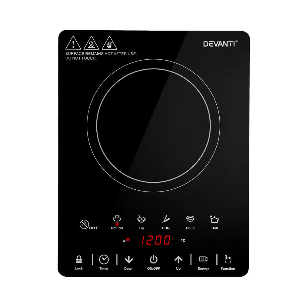Devanti Electric Ceramic Cooktop 30cm CTT-B-1E-1Z-TOUCH-BK