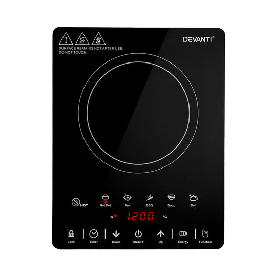 Devanti Electric Ceramic Cooktop 30cm CTT-B-1E-1Z-TOUCH-BK