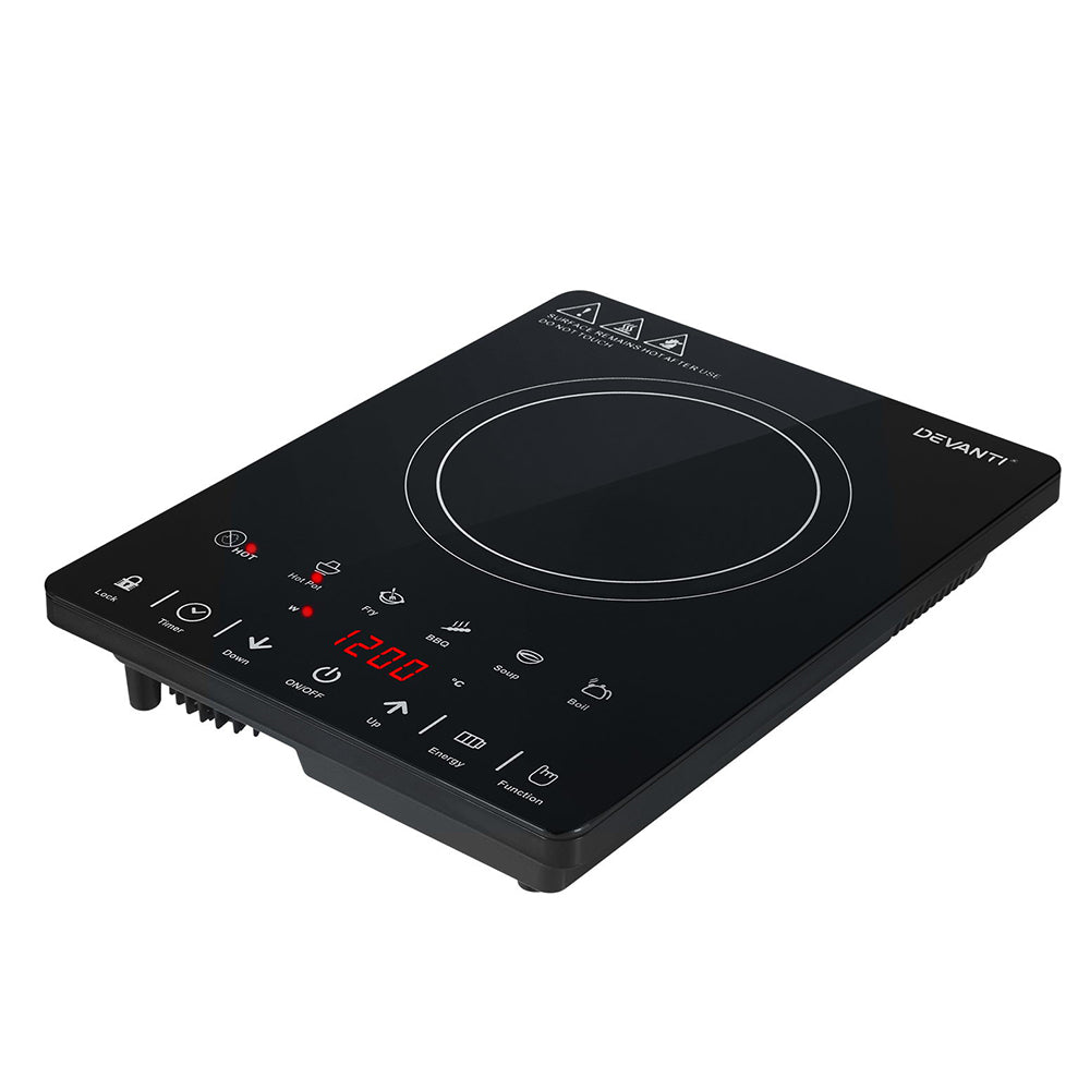Devanti Electric Ceramic Cooktop 30cm CTT-B-1E-1Z-TOUCH-BK