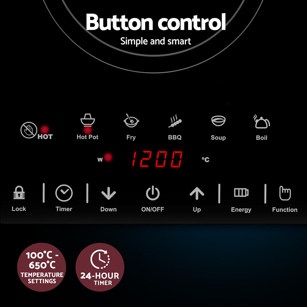 Devanti Electric Ceramic Cooktop 30cm CTT-B-1E-1Z-TOUCH-BK