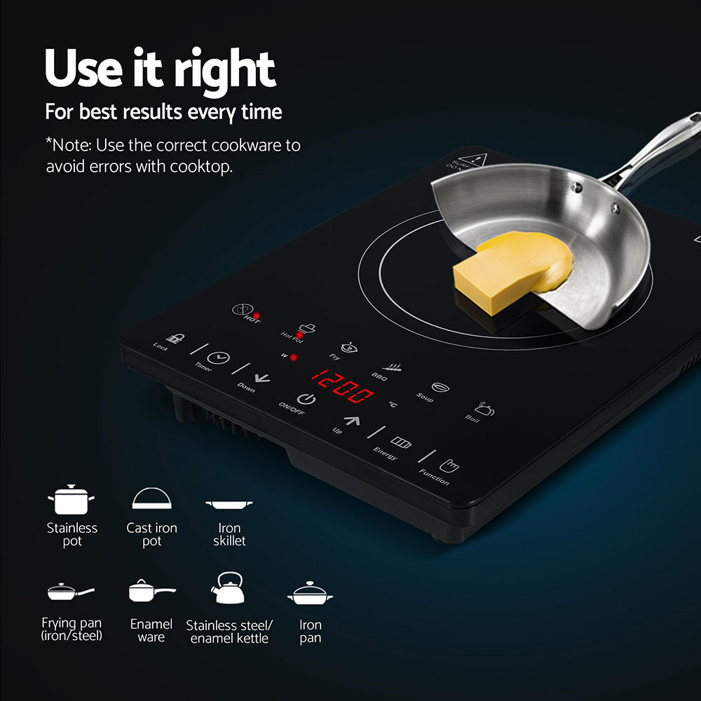 Devanti Electric Ceramic Cooktop 30cm CTT-B-1E-1Z-TOUCH-BK
