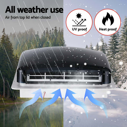 Weisshorn Caravan Air Vent Roof Hatch 12V Shower Fan Reversible Airlfow Rainy Use Camper CV-VENT-42X42X11-FAN-GY