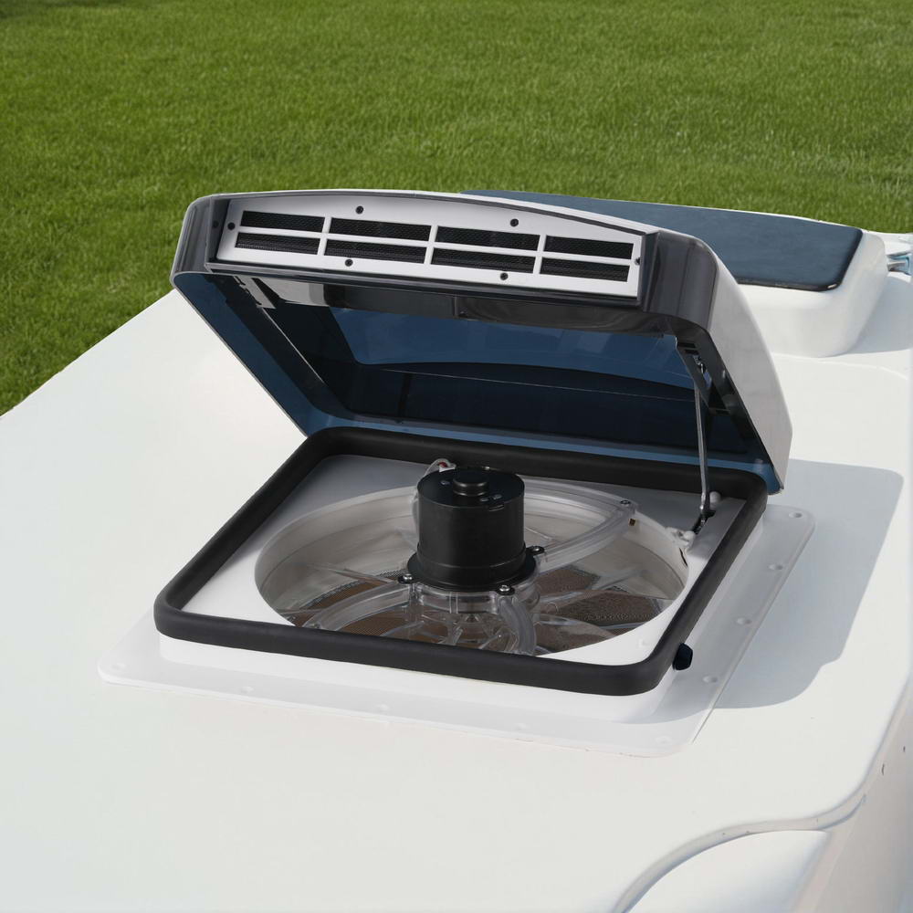 Weisshorn Caravan Air Vent Roof Hatch 12V Shower Fan Reversible Airlfow Rainy Use Camper CV-VENT-42X42X11-FAN-GY