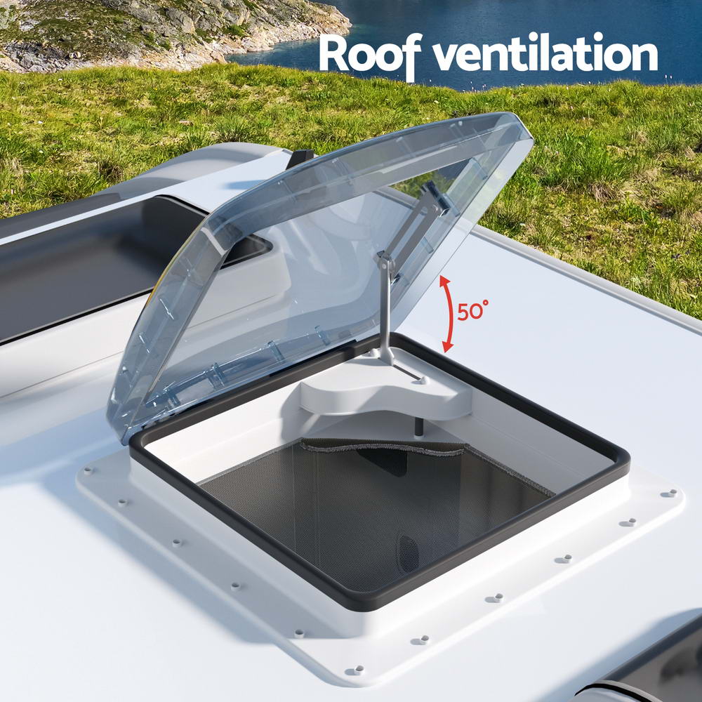 Weisshorn Caravan Roof Vent Air Exhaust Hatch RV Motorhome Camper White CV-VENT-46X46X17-NET-GY