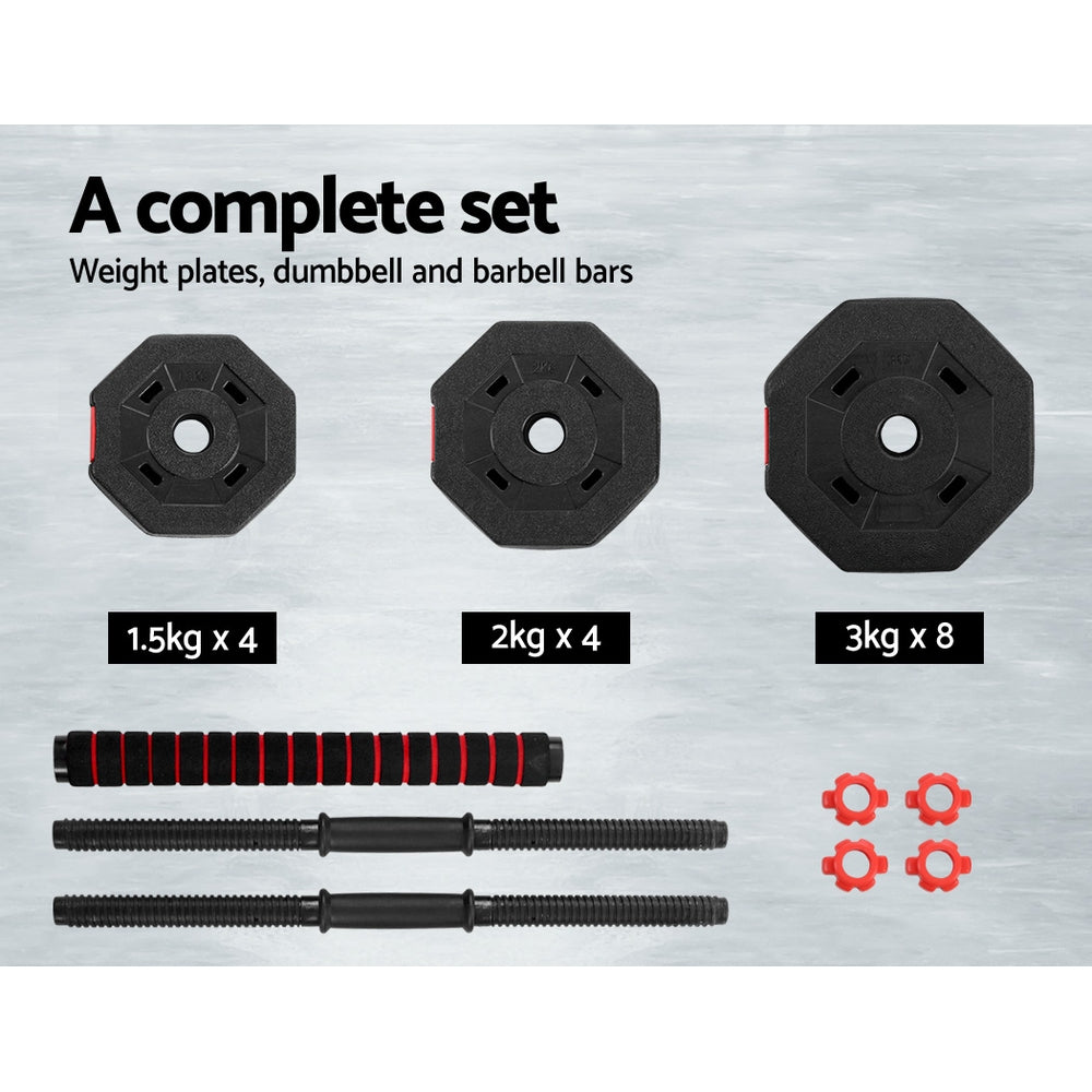 Everfit 40kg Dumbbells Barbell Set Adjustable Dumbbell Weight Lifting DAB-DBS-40KG-AB