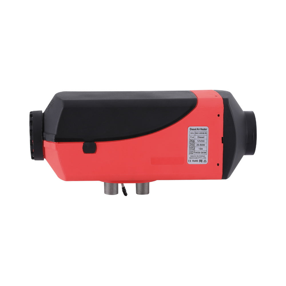 5KW Portable Diesel Air Heater Remote Control LCD Display Quick Heat Car RV Bus Boat DAH-1-5KW-BK-RD