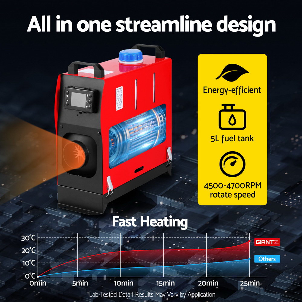 Giantz Diesel Air Heater All-in-one 12V 5KW LCD Remote Control for Car RV Indoors caravan machinery DAH-2-5KW