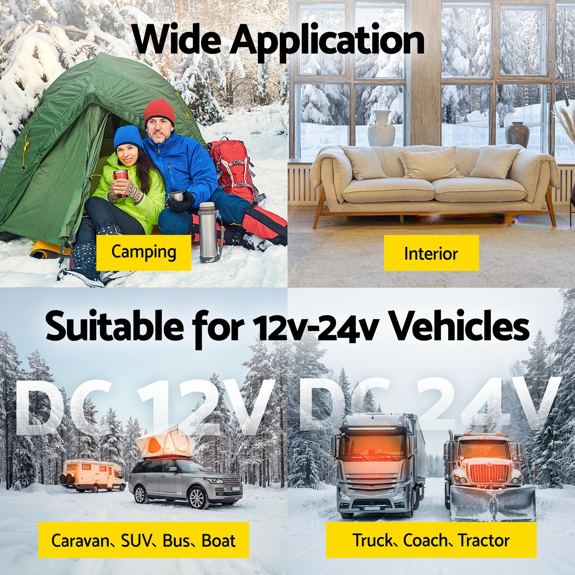 Giantz Diesel Air Heater 12-24V 2KW LCD Display Remote Control for Car Bus RV Indoor Black DAH-2KW-26-BK