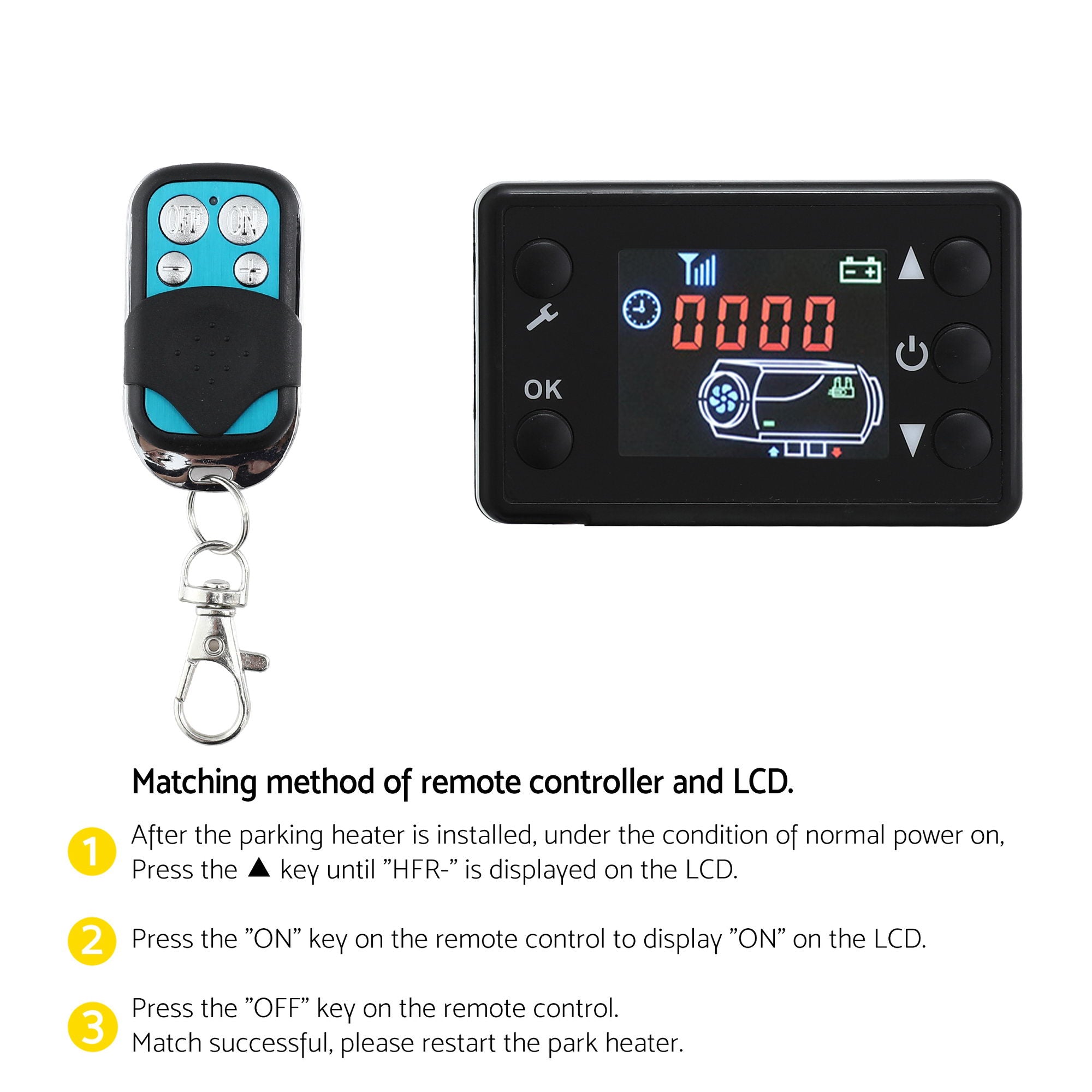 Giantz Diesel Air Heater 12-24V 2KW LCD Display Remote Control for Car Bus RV Indoor Black DAH-2KW-26-BK
