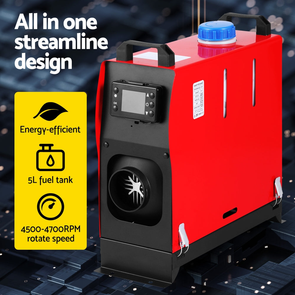 Giantz Diesel Air Heater All-in-one 12V 5KW LCD Remote Control for Car RV Indoors DAH-5KW-BK-RD