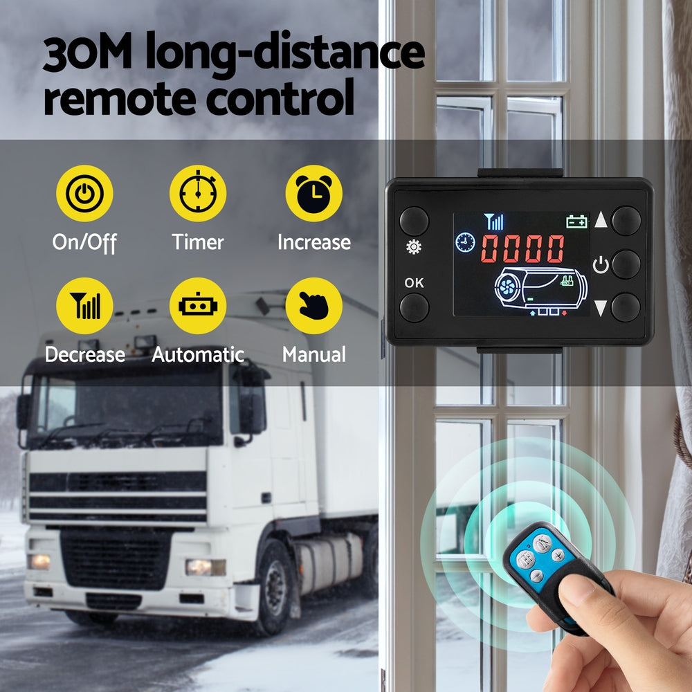 Giantz Diesel Air Heater All-in-one 12V 5KW LCD Remote Control for Car RV Indoors DAH-5KW-BK-RD
