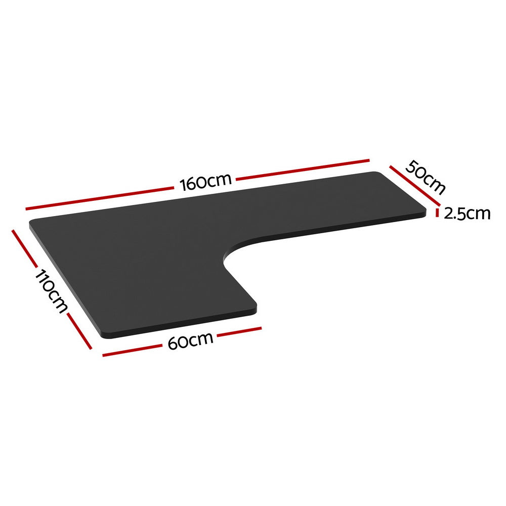Artiss Standing Desk Top L-shape Black 160CM DB-B-L160-BK