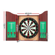 18" Dartboard Dart Board with Steel Darts Wooden Cabinet Party Game DB-BOX-18IN