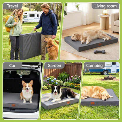 i.Pet Dog Bed Large Water-resistant Egg Crate Foam Orthopedic Pet Mat Grey DBED-PAD-L-GY