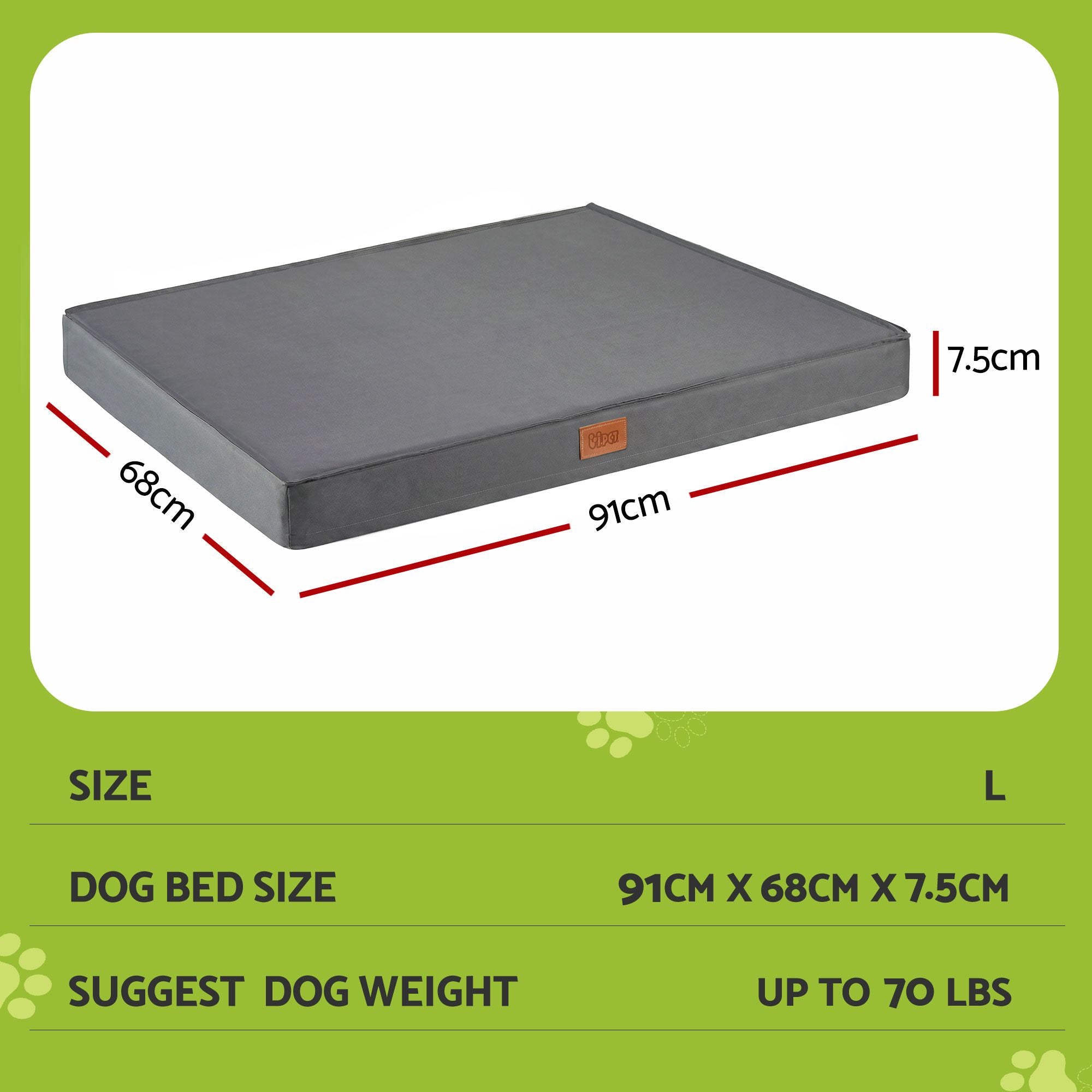 i.Pet Dog Bed Large Water-resistant Egg Crate Foam Orthopedic Pet Mat Grey