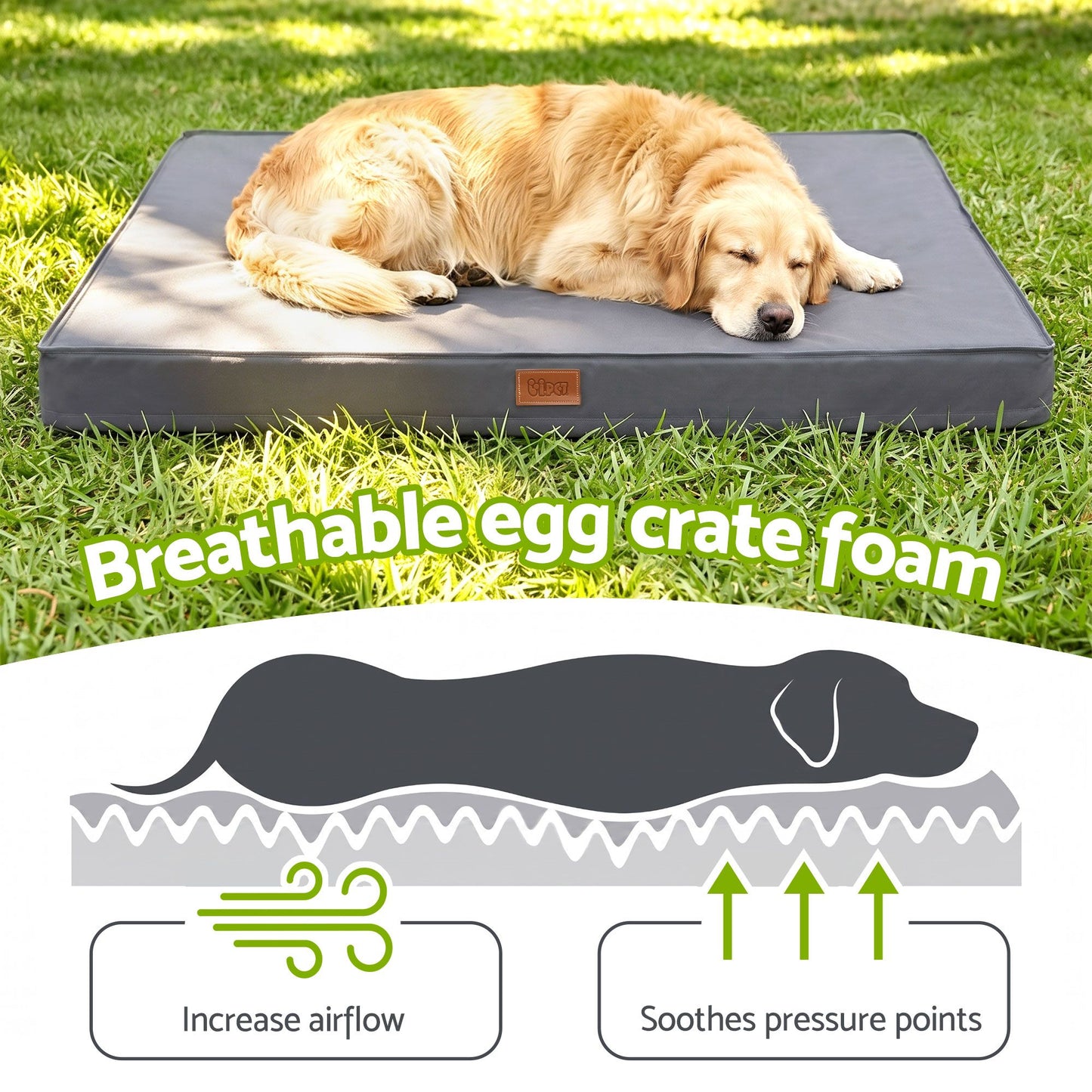 i.Pet Dog Bed XL Water-resistant Egg Crate Foam Orthopedic Pet Mat Grey DBED-PAD-XL-GY