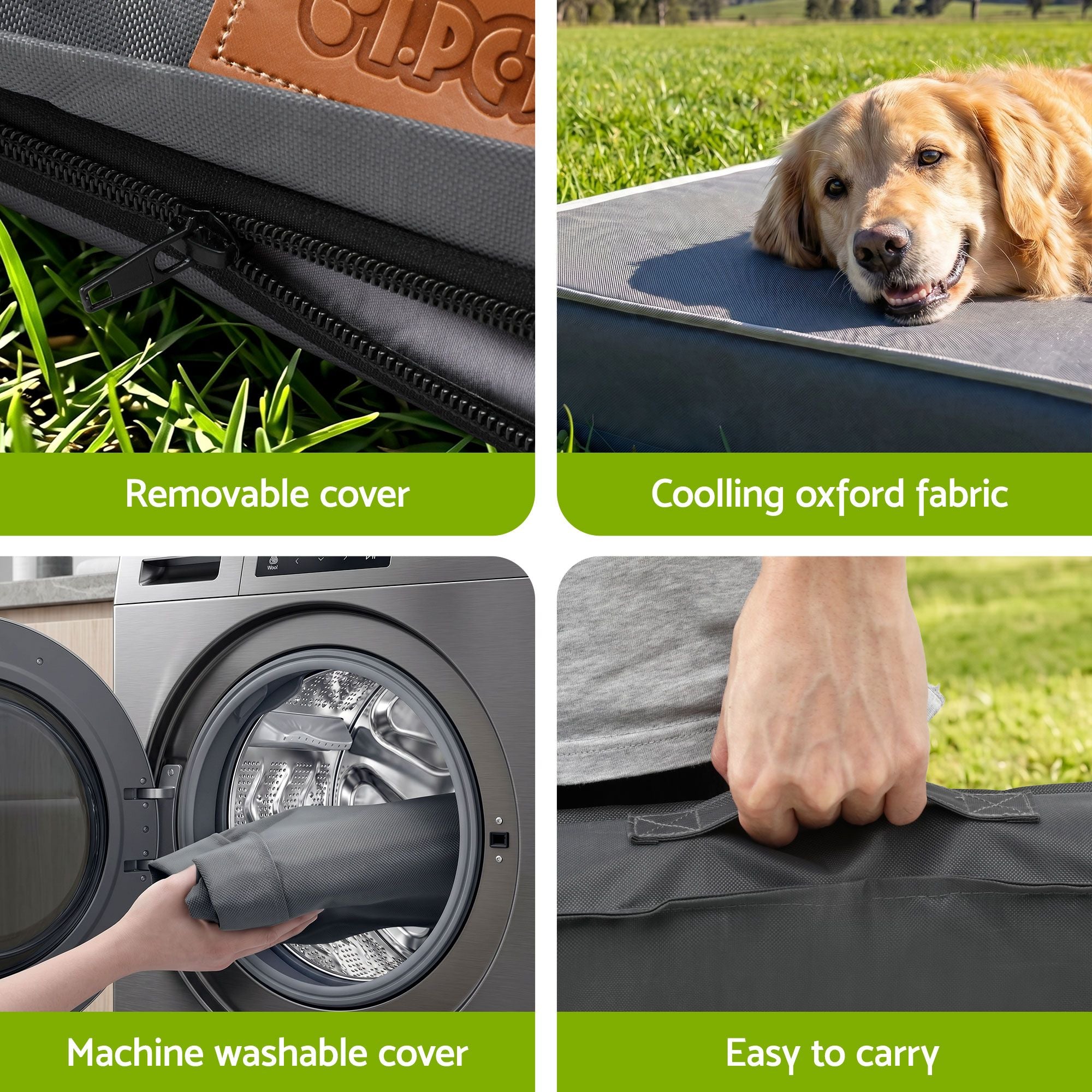 i.Pet Dog Bed XL Water-resistant Egg Crate Foam Orthopedic Pet Mat Grey