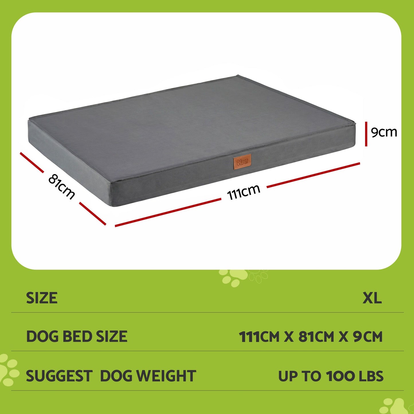 i.Pet Dog Bed XL Water-resistant Egg Crate Foam Orthopedic Pet Mat Grey DBED-PAD-XL-GY