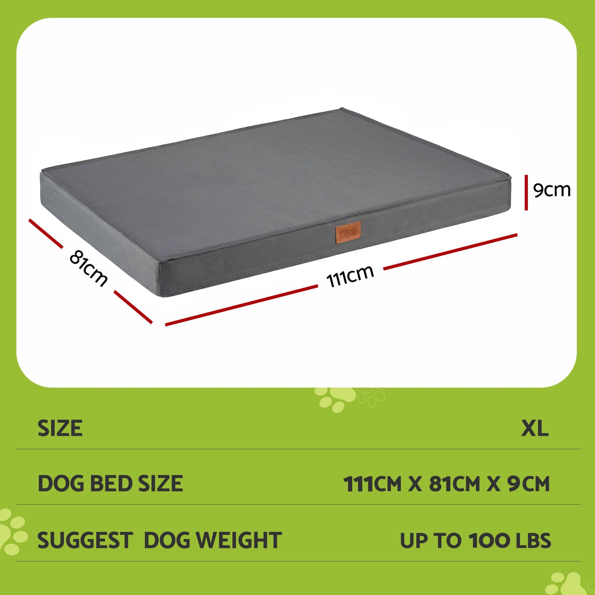 i.Pet Dog Bed XL Water-resistant Egg Crate Foam Orthopedic Pet Mat Grey DBED-PAD-XL-GY