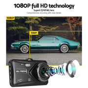 UL-tech Dash Camera 1080P 4" Front Rear View,UL-tech Dash Camera 1080P 4" Front Rear View Cam Car DVR Reverse DC-RLDV-A18-BK