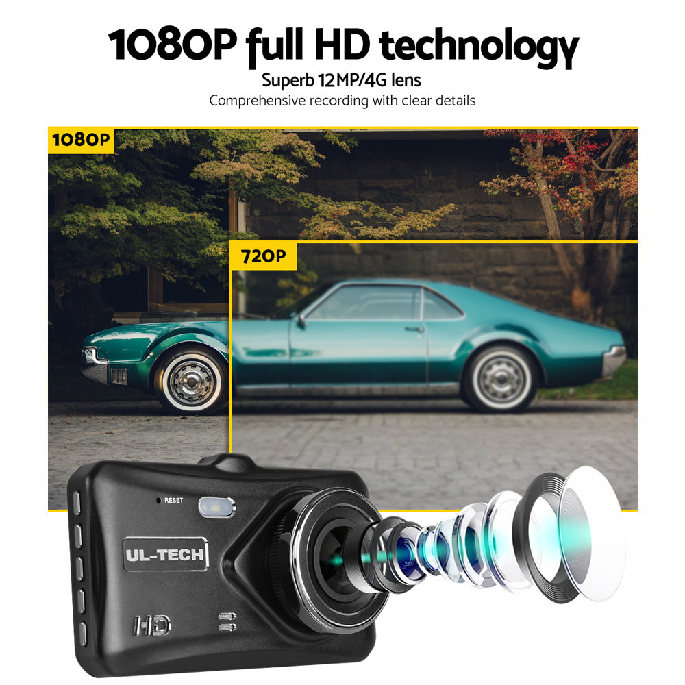 UL-tech Dash Camera 1080P 4" Front Rear View,UL-tech Dash Camera 1080P 4" Front Rear View Cam Car DVR Reverse DC-RLDV-A18-BK