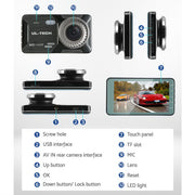 UL-tech Dash Camera 1080P 4" Front Rear Cam,UL-tech Dash Camera 1080P 4" Front Rear View Dual Cam Car DVR DC-RLDV-A19-BK