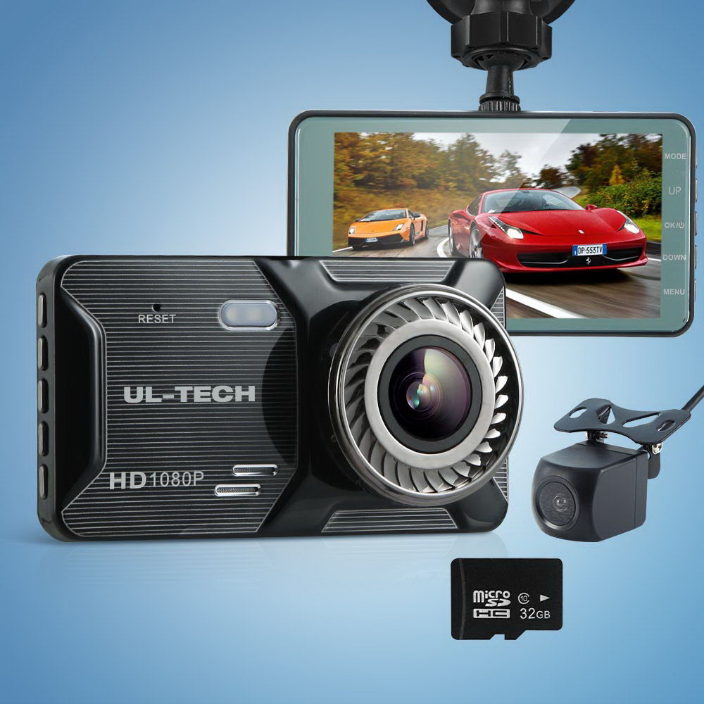 UL-tech Dash Camera 1080P 4" Front Rear Cam,UL-tech Dash Camera 1080P 4" Front Rear View Dual Cam Car DVR DC-RLDV-A19-BK