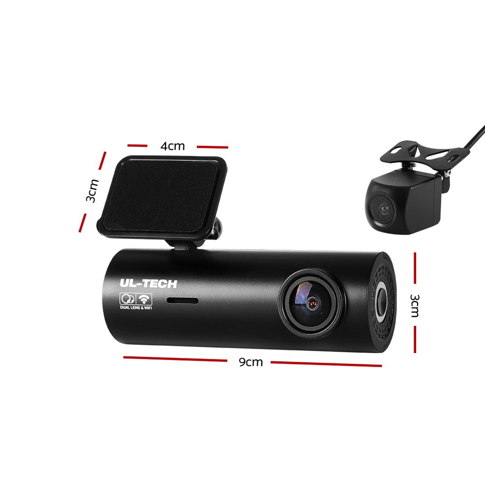 UL-tech Dash Camera 4K Hidden Front Rear WiFi DC-RLDV-G110-BK