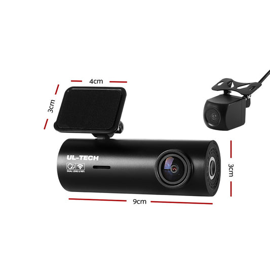 UL-tech Dash Camera 4K Hidden Front Rear WiFi DC-RLDV-G110-BK