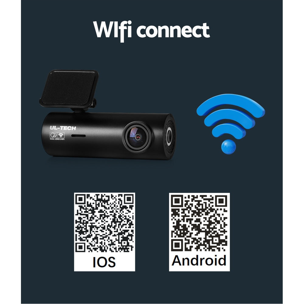 UL-tech Dash Camera 4K Hidden Front Rear WiFi DC-RLDV-G110-BK