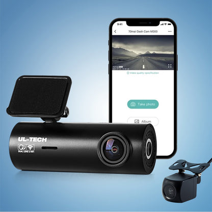 UL-tech Dash Camera 4K Hidden Front Rear WiFi DC-RLDV-G110-BK