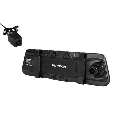 UL-tech Dash Camera 1080P 9.66" Front and Rear View Cam Car DVR Reverse Recorder DC-RM-L633-BK