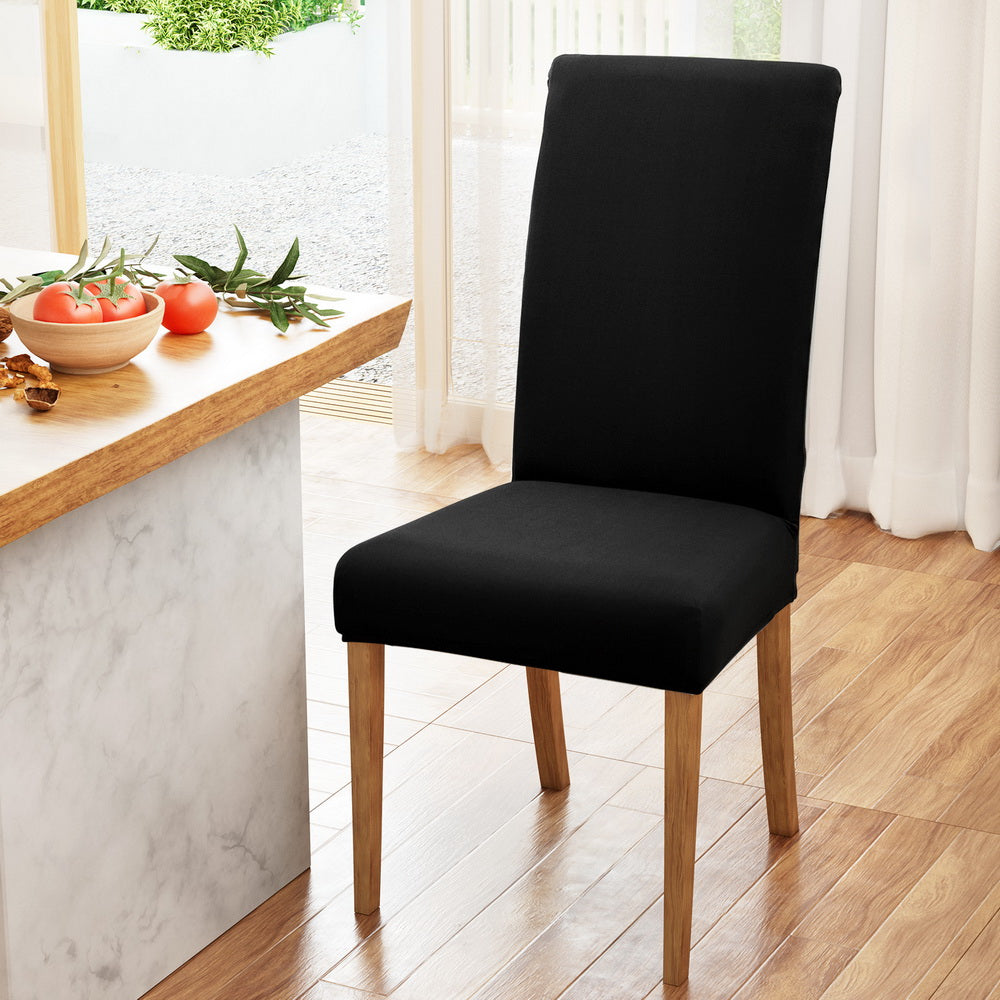 Artiss Dining Chair Covers 4x Slipcovers Spandex Stretch Banquet Wedding Black DCOVER-SPAN-4PC-BK