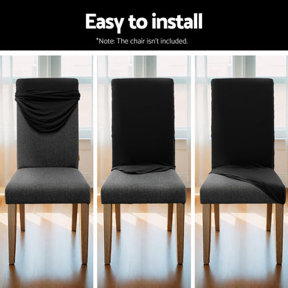 Artiss Dining Chair Covers 4x Slipcovers Spandex Stretch Banquet Wedding Black DCOVER-SPAN-4PC-BK