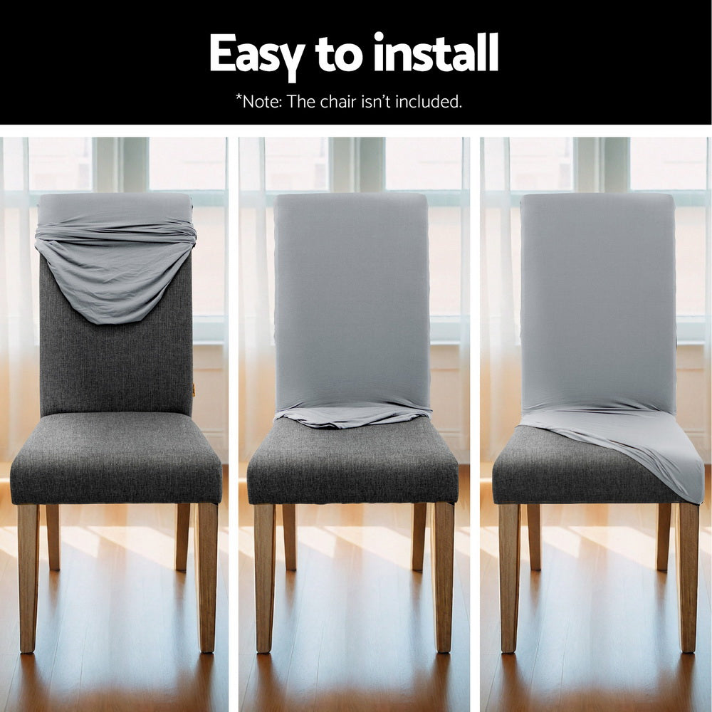 Artiss Dining Chair Covers 4x Slipcovers Spandex Stretch Banquet Wedding Grey DCOVER-SPAN-4PC-GY