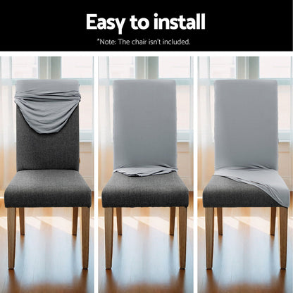 Artiss Dining Chair Covers 4x Slipcovers Spandex Stretch Banquet Wedding Grey DCOVER-SPAN-4PC-GY