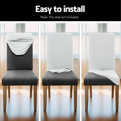 Artiss Dining Chair Covers 4x Slipcovers Spandex Stretch Banquet Wedding White DCOVER-SPAN-4PC-WH