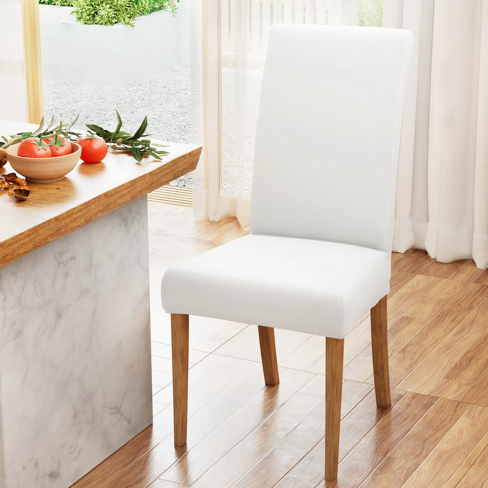Artiss Dining Chair Covers 6x Slipcovers Spandex Stretch Banquet Wedding White DCOVER-SPAN-6PC-WH