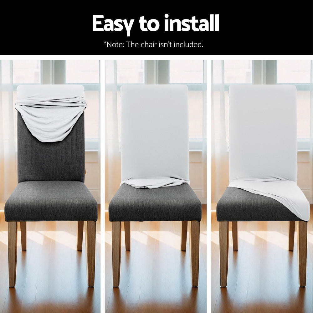 Artiss Dining Chair Covers 6x Slipcovers Spandex Stretch Banquet Wedding White DCOVER-SPAN-6PC-WH