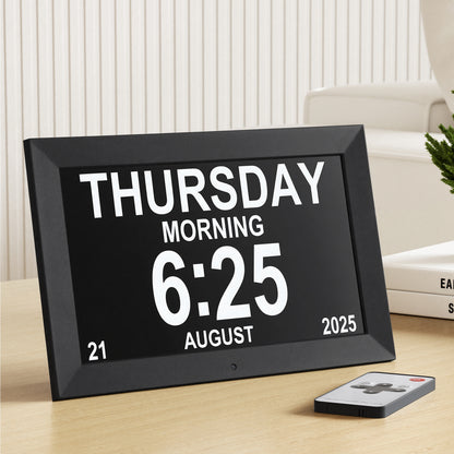 Artiss 10" Digital Day Clock Alarm Calendar Dementia Date Week Desk Clocks Black DDC-10INCH-BK