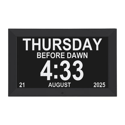 Artiss 10" Digital Day Clock Alarm Calendar Dementia Date Week Desk Clocks Black DDC-10INCH-BK