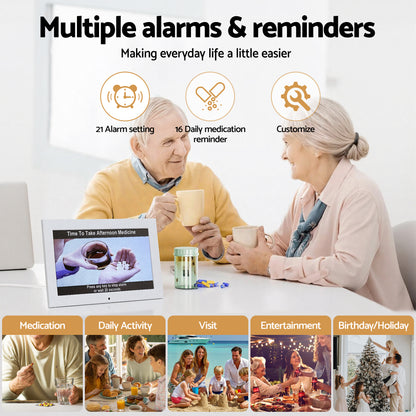 Artiss 10" Digital Day Clock Alarm Calendar Dementia Date Week Desk Clocks White DDC-10INCH-WH