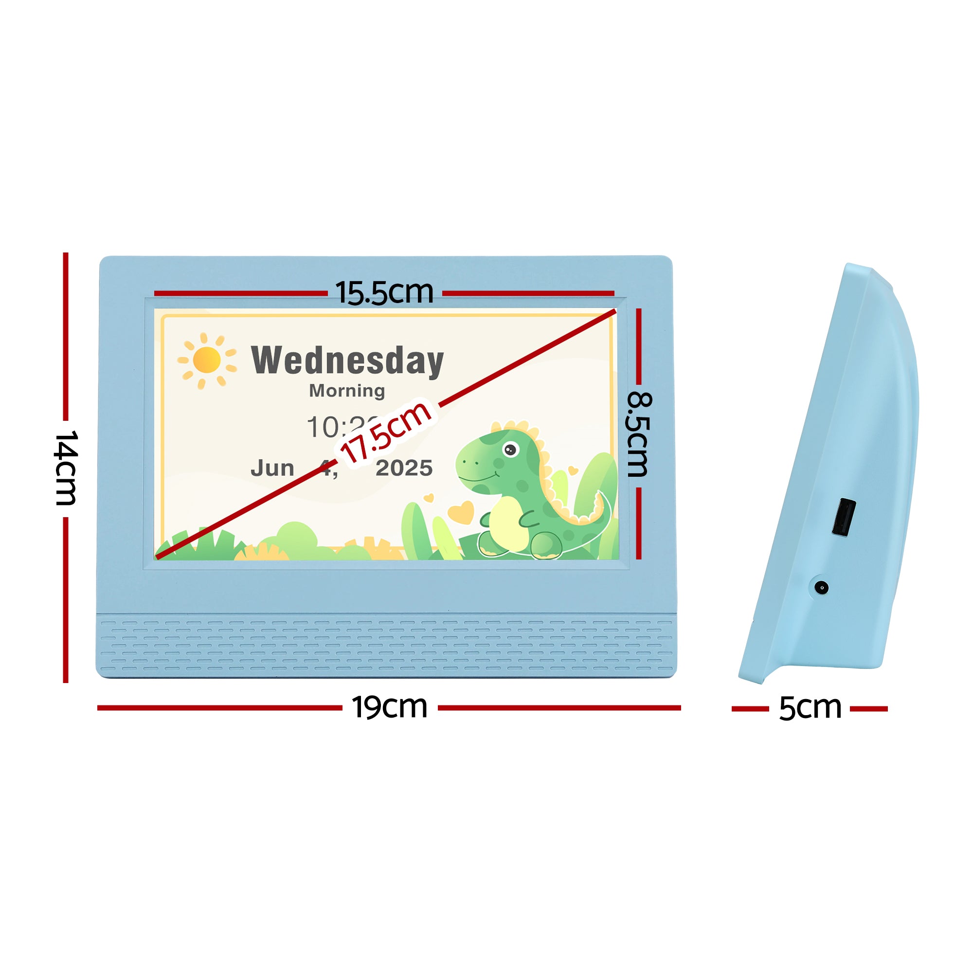 Artiss 7" Digital Day Clock Calendar Alarm LCD Children Sleep Trainer Clocks Blue DDC-7INCH-KID-BU