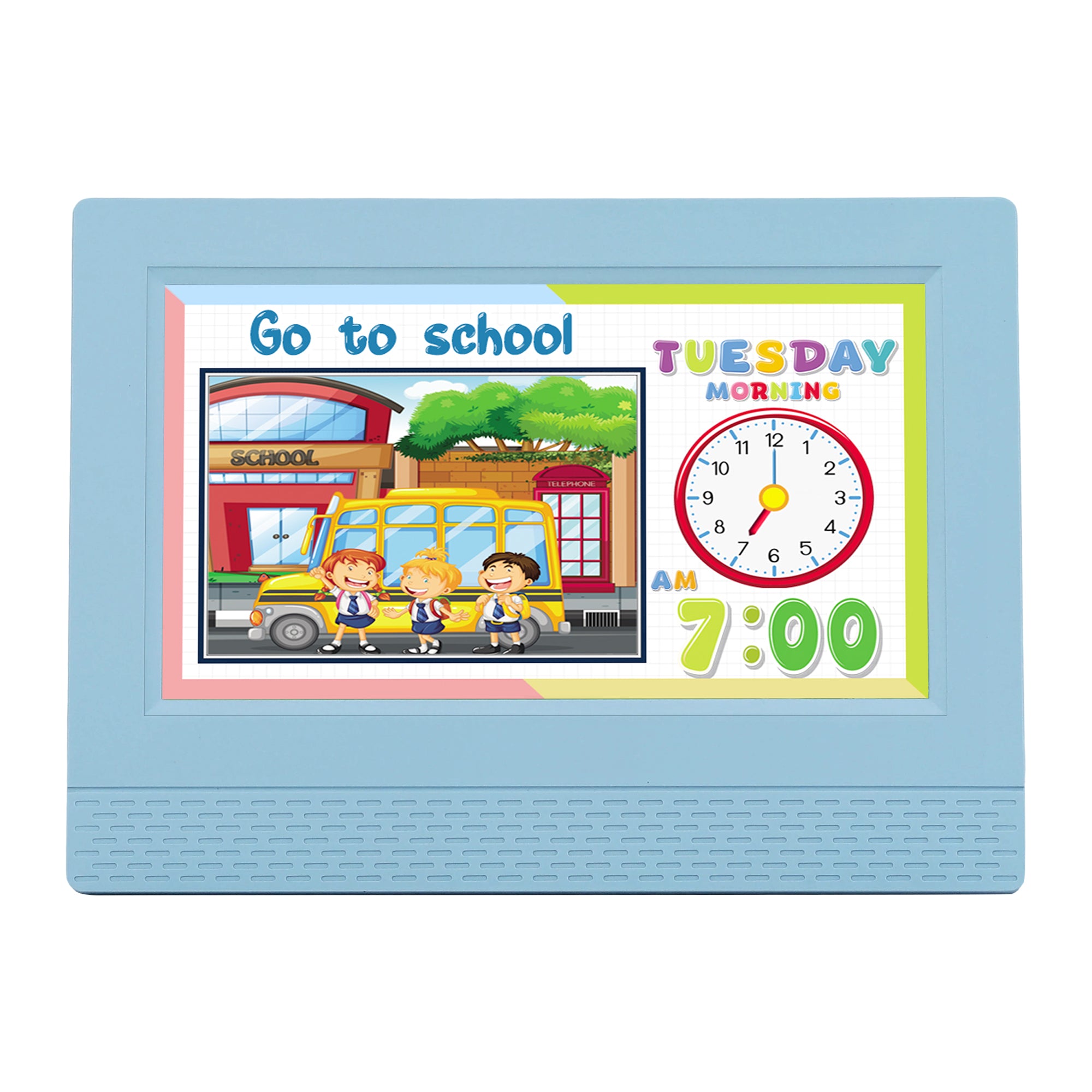 Artiss 7" Digital Day Clock Calendar Alarm LCD Children Sleep Trainer Clocks Blue DDC-7INCH-KID-BU
